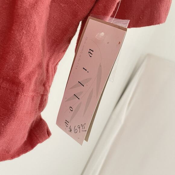 NWT Willow‎ 100% Linen Button Shirt Coral Red Boxy Fit Minimalist Top Size M - Picture 4 of 9